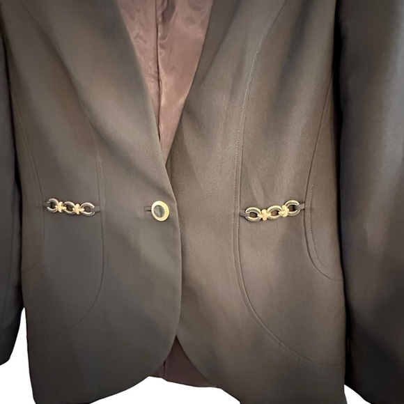 John Meyer of Norwich VINTAGE Olive Green Blazer w/ 1 Gold Button Closure sz 10 - Picture 3 of 6